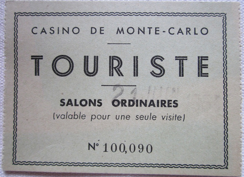 Antigua Entrada De Casino De Monte Carlo 1954