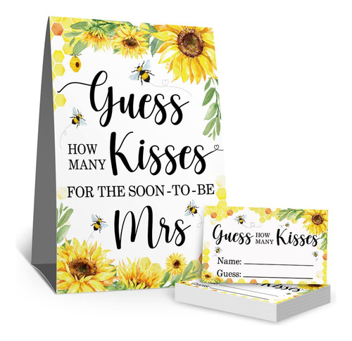 Guessing Kisse To Be Mrs Tarjeta Juego Fiesta Despedida Kit