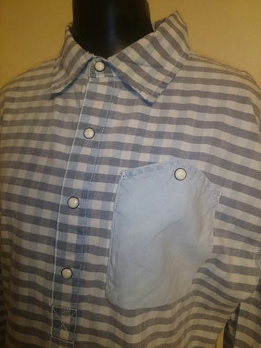 Camisa Bershka Original Talla Xs Cuadros Azul Caballero Moda