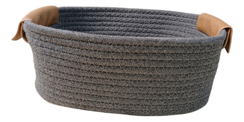 Algodón Tejido Cesta De Almacenamiento Rural Gris L