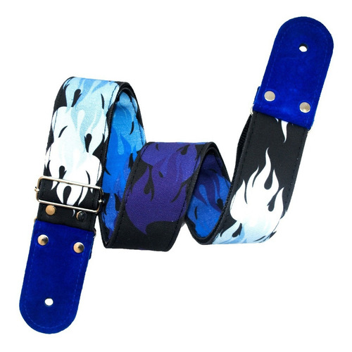 Flamas - Tahalí Strap Para Guitarra O Bajo Color Azul