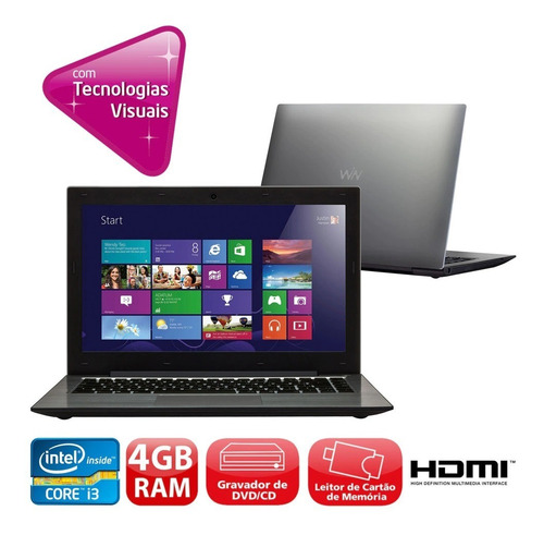 Notebook Cce Ht345 4gb Ram, Hd 500gb, Tela Touch Sem Bateria