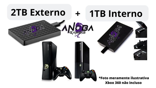 Hds 3tb (interno + Externo) P/ Xbox 360 Lotado Anoba Games