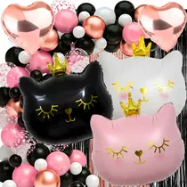 Comprar Combo Arco De Globos Gatos Gatitos Metalizados Decoracion Rosa\u002Fnegro\u002Fblanco\u002Frosa Gold Gatitos