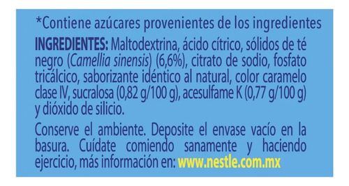 1 Sobre De Nestea Té Negro Soluble Sabor Durazno 25g
