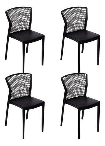 Conjunto Com 4 Cadeiras Para Jardim Peti Preto Hgwt