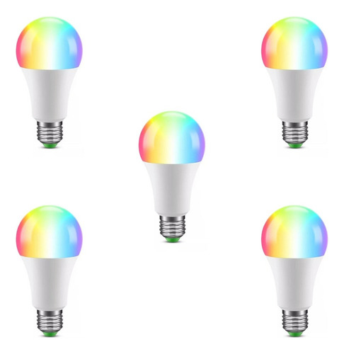 Pack X5 Lámpara Led Smart Life E27 10w Wifi Rgb