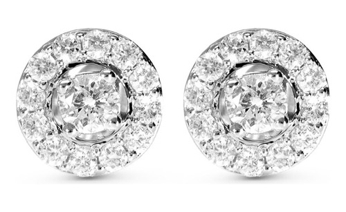 Broqueles De Oro Blanco 14k Con 20ptspts De Diamante