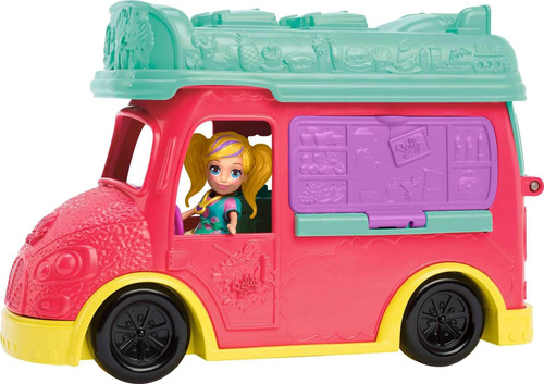 Set Polly Pocket Muñeca, Cachorro Y Camión Transformable