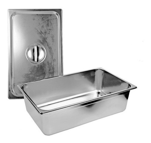 Bandeja Gastronómica Con Tapa Acero Inox De 52x32x10cm