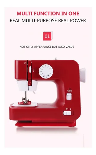 Máquina De Coser Electrica Pedal Profesional Modista Ropa Color Rojo
