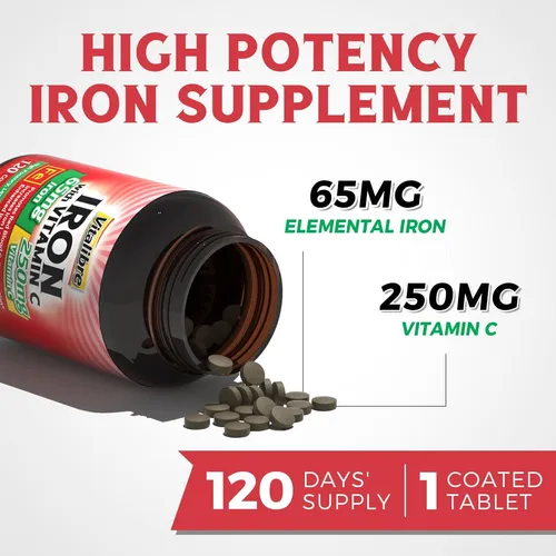 Suplemento De Hierro 65 Mg Con Vitamina C, Hierro Carbonilo