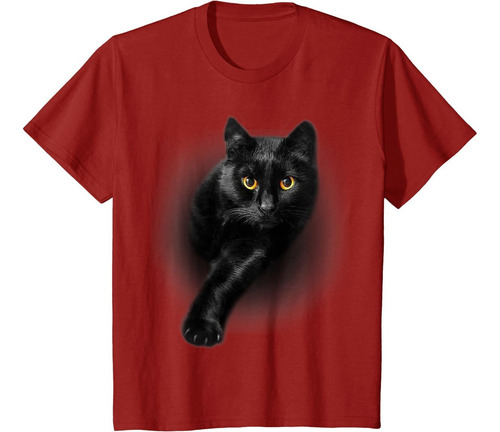 Negro Ojos Amarillos T-shirt Gatos 3d Manga Corta Playera