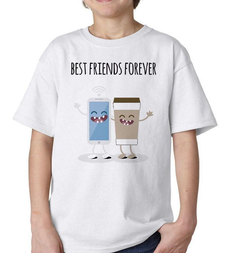 Remera De Niño Best Friends Celular Y Cafe