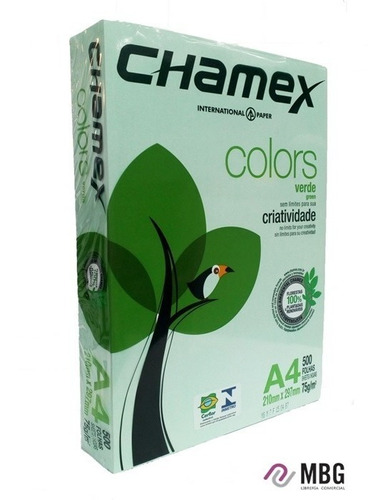 Resma De Papel Chamex Color Verde A4 75gr