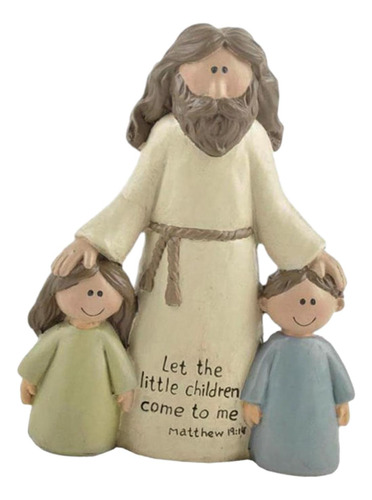 Estatuilla Religiosa Jesús Y Niños Figura Decoración Para