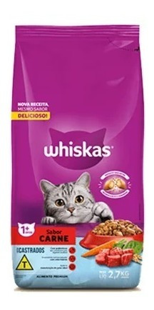 Ração Para Gatos Whiskas Castrados Sabor Carne 2,7kg