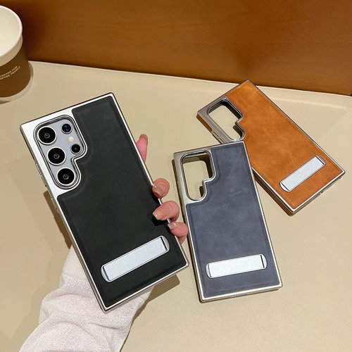 Funda De Teléfono Ultra Para Samsung Galaxy S25/24/s23/s21, S22 Plus, Soporte De Galvanoplastia De Piel Lisa S23fe, Protección Anticaída