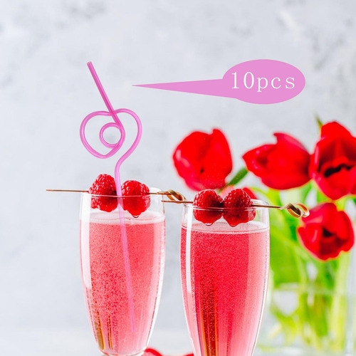 10 Pajitas En Forma De Corazón Para Fiestas, Pajitas