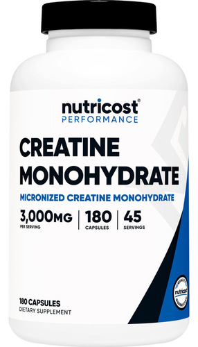 Monohidrato De Creatina Nutricost 3000 Mg, 180 Cápsulas (75