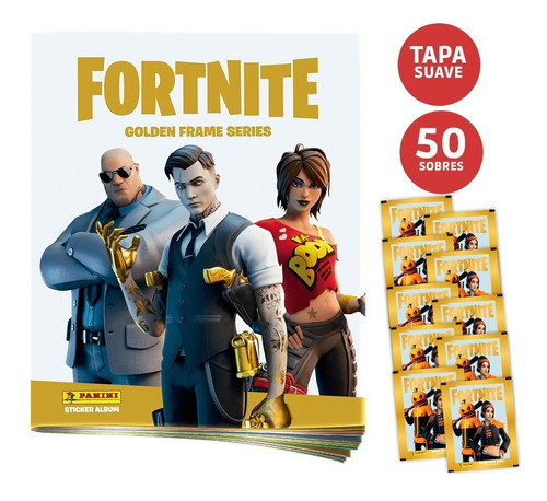 Lbum Fortnite: Golden Frame Series + 25 Sobres +