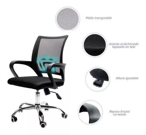  Silla de escritorio de oficina gris – Silla de trabajo de malla  con respaldo medio – Escritorio de oficina de altura ajustable, escritorio  de oficina, escritorio de oficina con cajones, escritorio