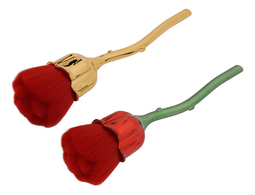 Cepillo Para Polvo De Uñas Rose, Moldeado A Presión, 2 Unida