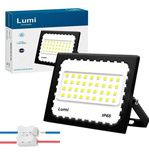 Kit 10 Luminária Mini Refletor Led Holofote 100w Bivolt Lumi Cor da carcaça Preto Cor da luz Branco-frio 110V/220V