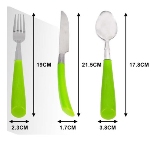 Set 3 Cubierto Cuchara Y Cuchillo De Acero Mango Acrílico