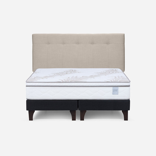 Cama Europea Neo Plus 2 Plazas + Respaldo New Bennet Natural