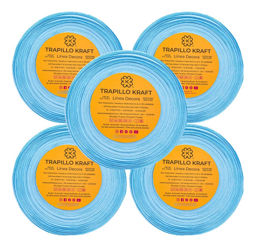 Trapillo Poliester Paq De 5 Rollos De 50 Mts C/u E. Erika 6 Azul Cielo