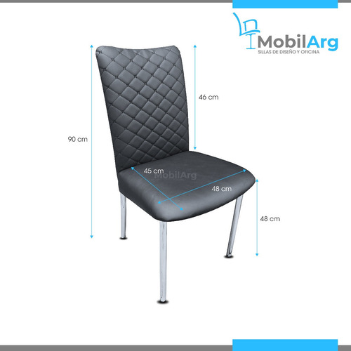 Imagen 4 de 7 de Silla Vestida Comedor Cocina Cromada Matelaseada Costurada