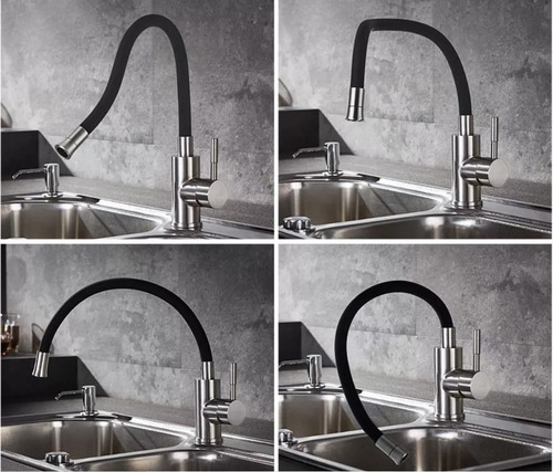 Llave Lavaplatos Monomando Cuello Flexible Negro