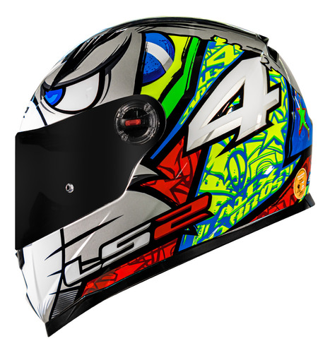 Capacete Ls2 Ff358 Classic Alex Barros Prata/color Promoção