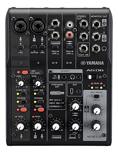Yamaha Mezclador Transmision Vivo 6 Canales Interfaz Usb Ios