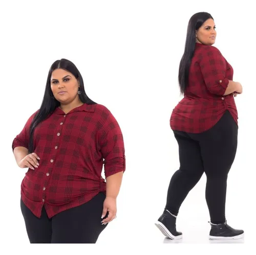 Camisa xadrez plus hotsell size mercado livre