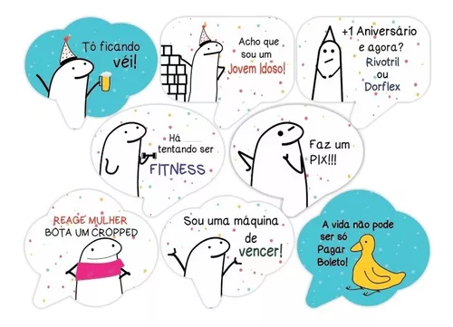 Plaquinhas Divertidas - Festa Flork Meme - Bentô Aniversário