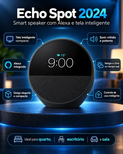 Echo Spot 2024 Com Alexa Despertador Inteligente Preto Amazon
