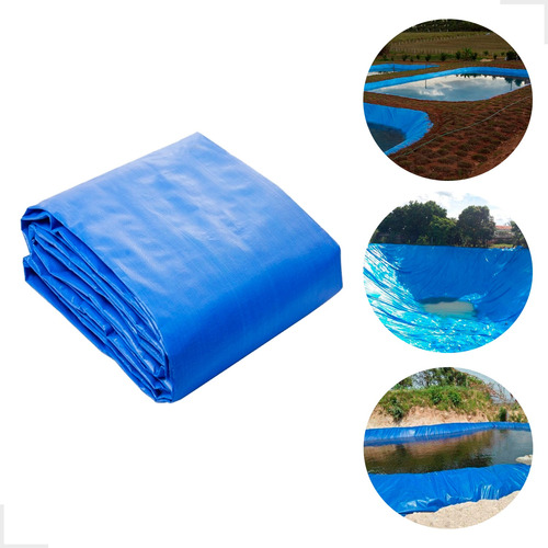 Lona Plástica Azul Tanque Peixes Lago Cisterna 10x20