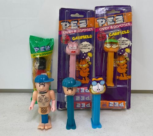 Pez Lote De 6 Dispensadores Candy Garfield Charlie Brown