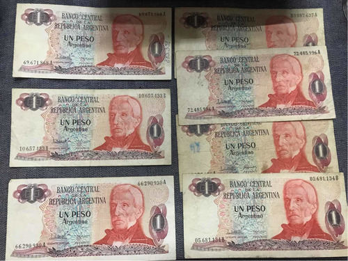 Billetes 1 Peso Argentino- Prócer San Martin, Bottero. 
