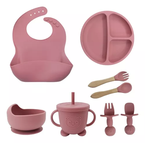 Juego De Plato Y Cubiertos Para Bebe Comida Ecologico 1 Pza