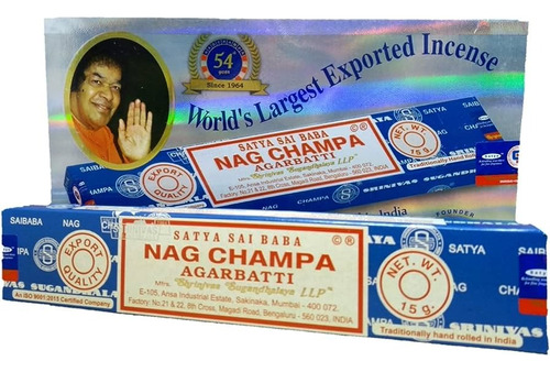 Incenso Satya Nag Champa 2 Pacotes De 12 Caixas De 15gr Cada