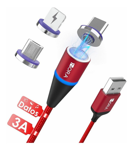 Cable Magnético Iman 3en1 Carga Rápida Usb V8 Ip Tipoc 1hora