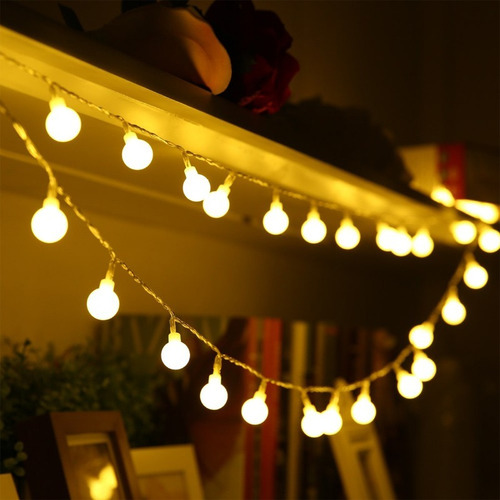 Luces Bolitas 28 Led Guirnalda Calidas 5mt Con Enchufe A 220
