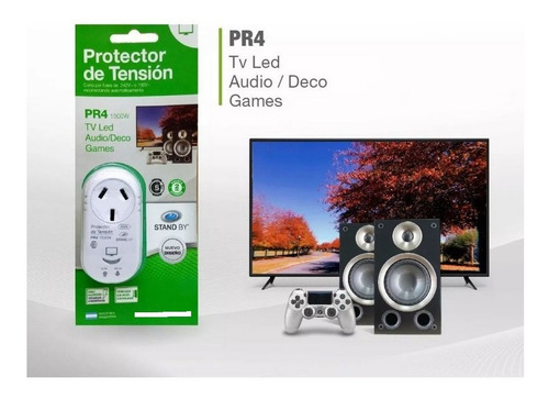 Imagen 2 de 2 de Protector Tension Tv Smart Electrodomestico Led Corte De Luz Color Blanco