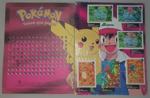 Álbum autocolante Pokémon com cartaz completo em segunda mão