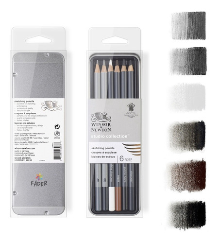 Lapices Winsor & Newton X 6 Boceto Sketch Barrio Norte