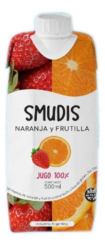 Jugo De Frutilla Y Naranja 500 Ml Smudis Pack X16 U.