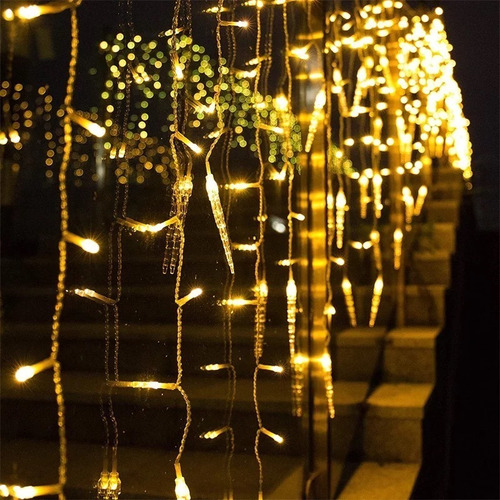Juego Luces Navidad Cascada 120 Led 4 Mts Blanco Calido